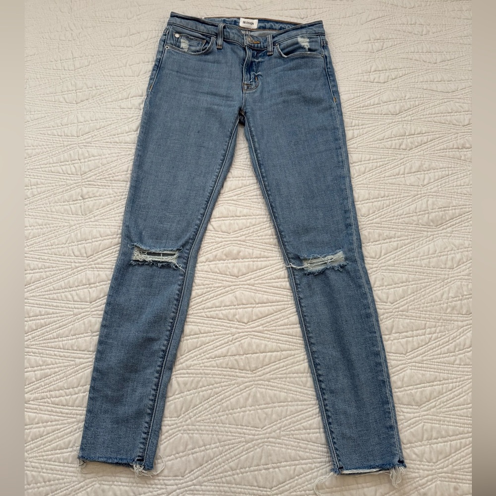 Hudson Jeans Blue Skinny Distressed Denim